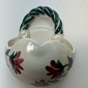 Vintage James O’Keene ceramic pottery hand painted wall pocket floral vase